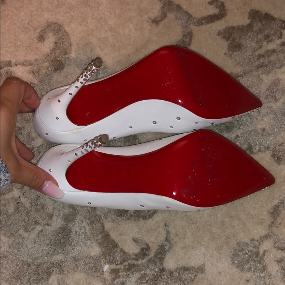 Christian Louboutin White Degrastrass Leather 100m - Picture 4 of 8